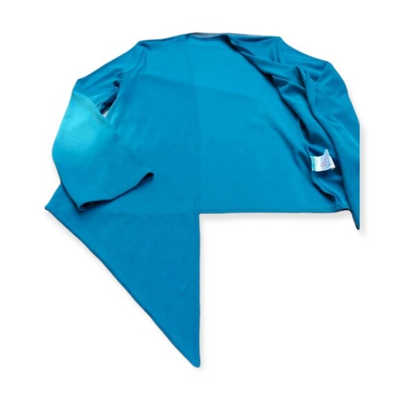 Spread Your Wings Woman Sweater Sz S Long Wide Sleeves Blue Open Pointed Front - Picture 2 of 5